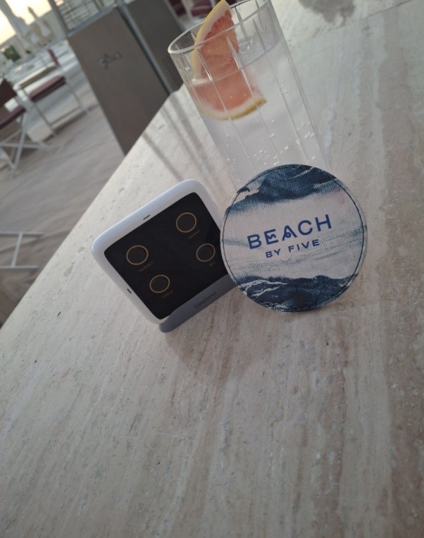 InstaServe console in a beach hospitality setting