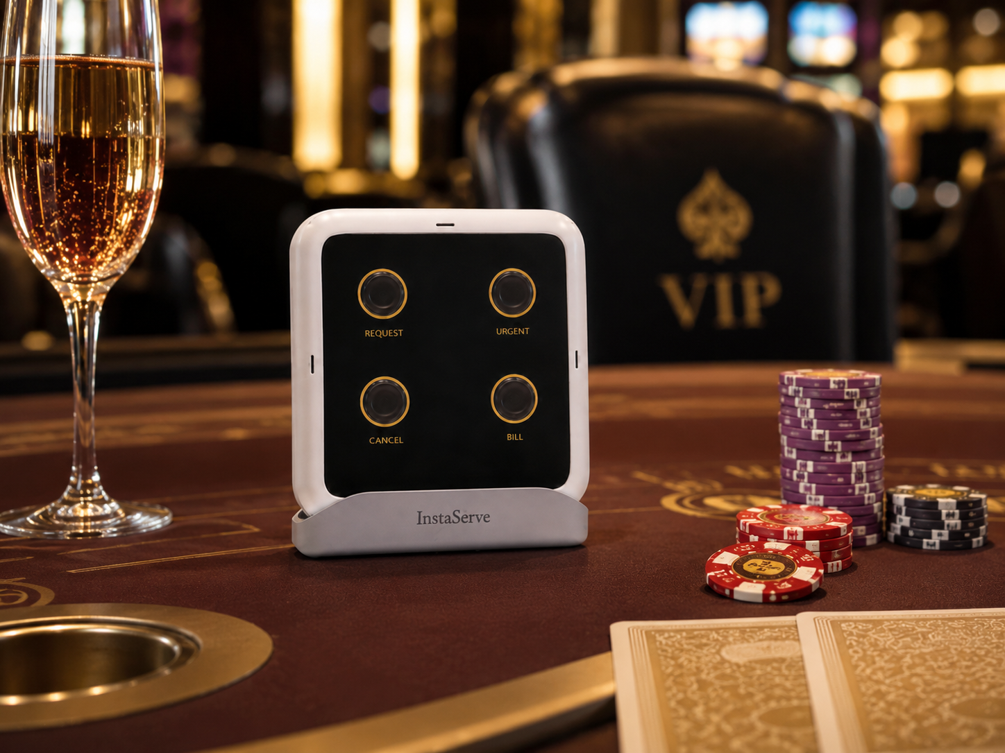 InstaServe service console in a premium casino VIP environment