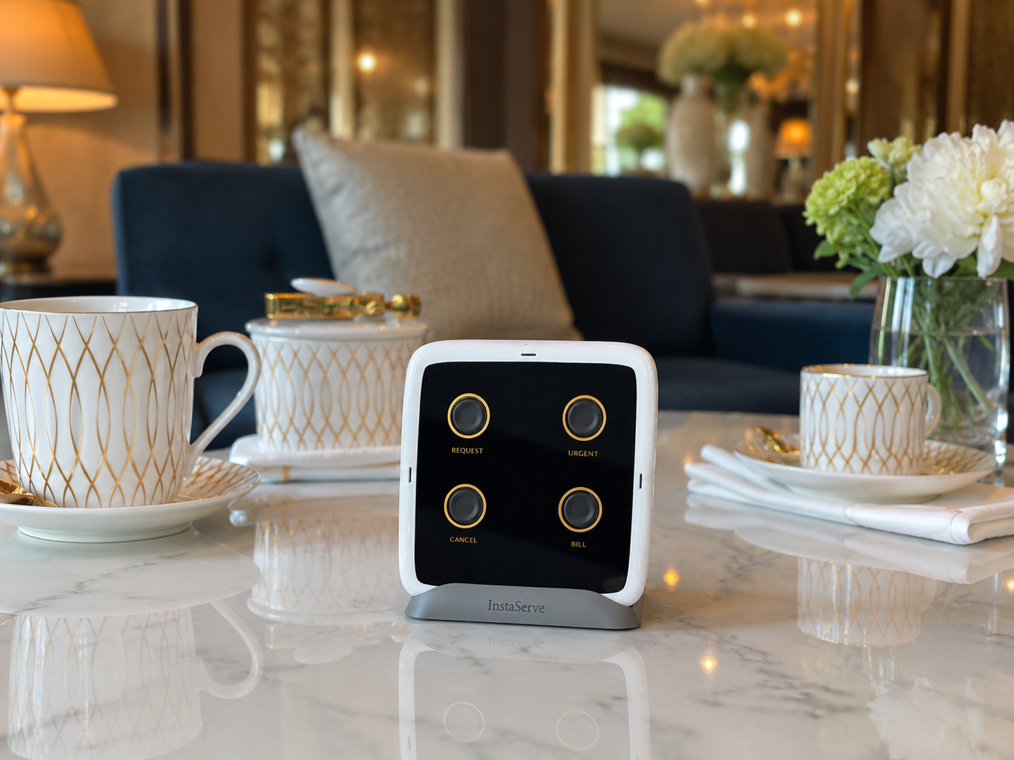 InstaServe console in an elegant hospitality environment
